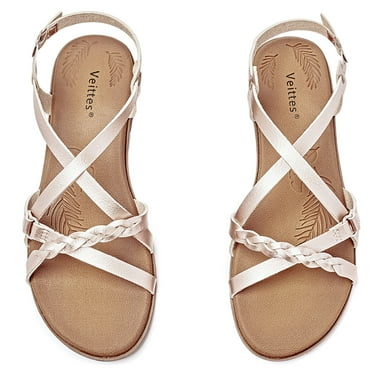 Ataiwee Women's Flat Slide Sandals - Fashion Adjustable Cross Strappy Braided Flat Summer Shoes.