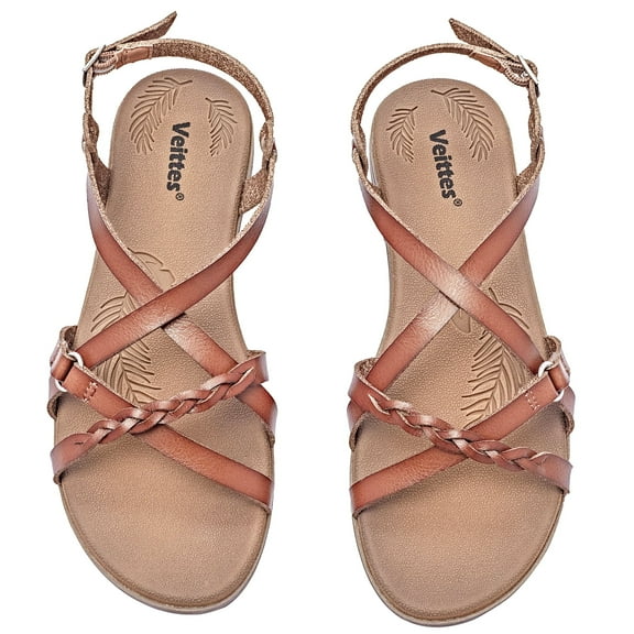 Ataiwee Women's Flat Slide Sandals - Fashion Adjustable Cross Strappy Braided Flat Summer Shoes.