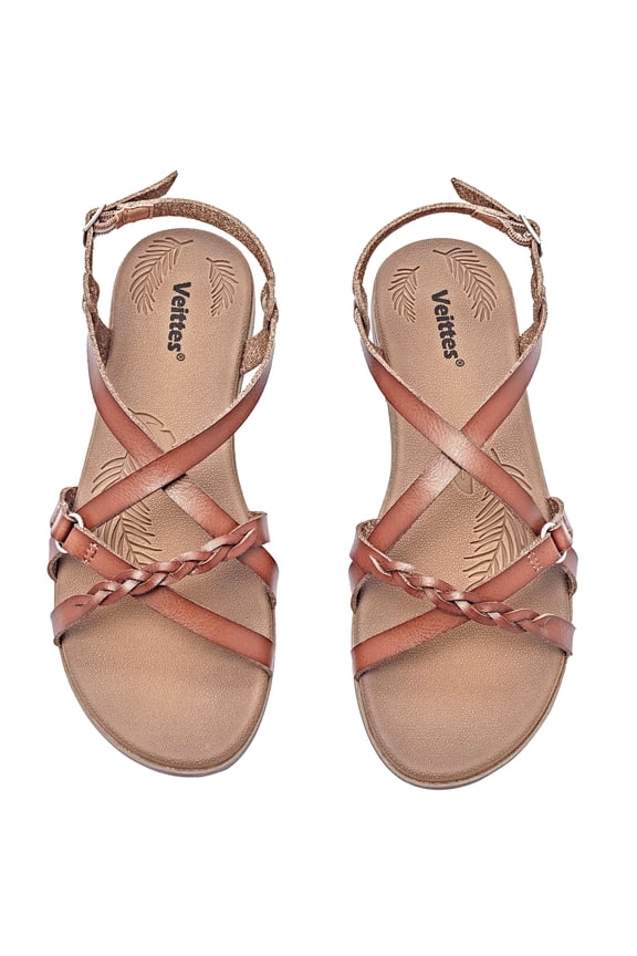 Women's Flat Slide Sandals - Fashion Adjustable Cross Strappy Braided Flat Summer Shoes.