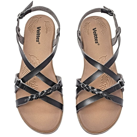 Ataiwee Women's Flat Slide Sandals - Fashion Adjustable Cross Strappy Braided Flat Summer Shoes.