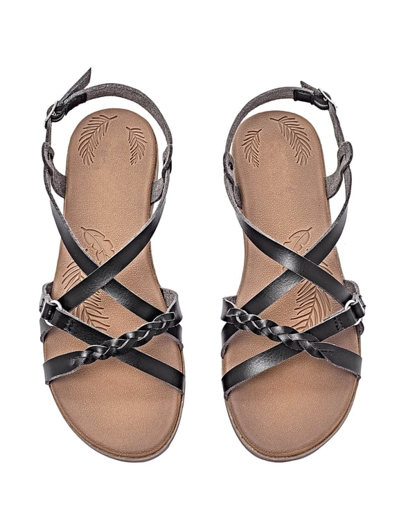 Women's Flat Slide Sandals - Fashion Adjustable Cross Strappy Braided Flat Summer Shoes.