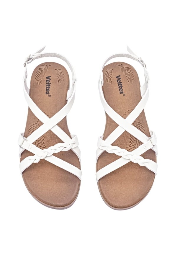 Women's Flat Slide Sandals - Fashion Adjustable Cross Strappy Braided Flat Summer Shoes.