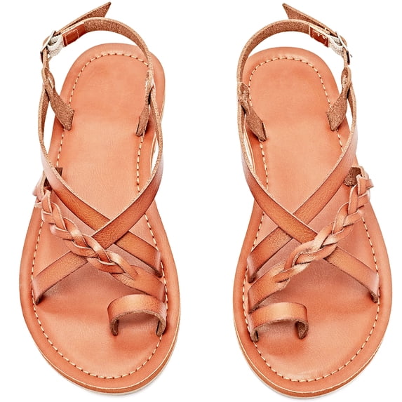 Ataiwee Women's Flat Slide Sandals - Fashion Casual Braided Toe Ring Cute Summer Shoes.