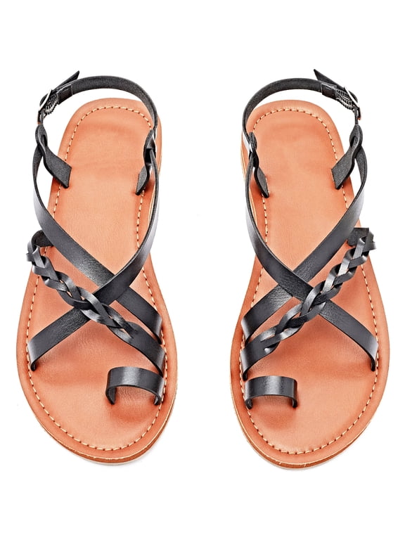 Women's Flat Slide Sandals - Fashion Casual Braided Toe Ring Cute Summer Shoes.