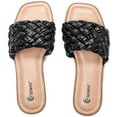 thumbnail image 1 of Ataiwee Women's Flat Slide Sandals - Fashionable Braided Elegant Cross Strap Flat Summer Sandals., 1 of 8