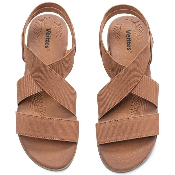 Ataiwee Women's Flat Slide Sandals - Fashionable Elastic Ankle Strap Comfortable Flat Summer Sandals.