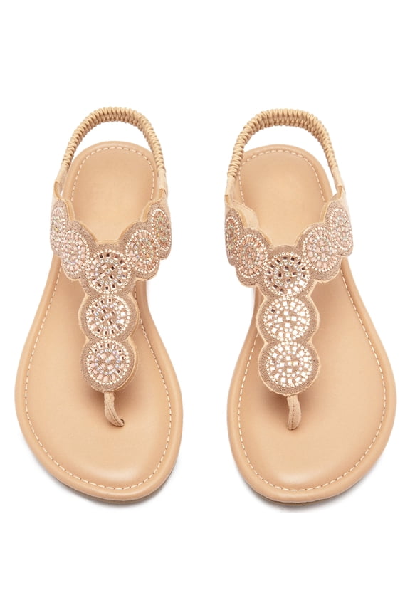 Women's Flat Slide Sandals - Stylish classic Bohemian T-Strap Ankle Strap Thong Summer Sandals.