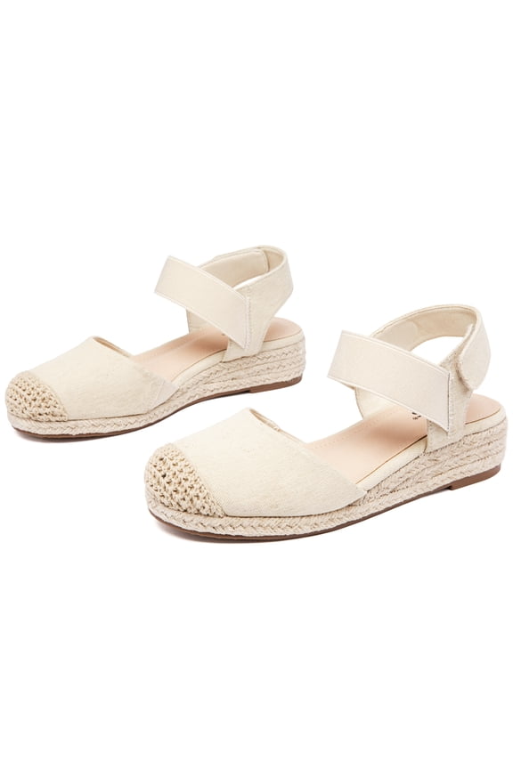 Women's Platform Wedge Heel Espadrille Sandals - Hook-and-Loop Closure with Ankle Strap, Comfortable Insole, lightweight Rubber Sole, Close-Toe Casual Summer Sandals.