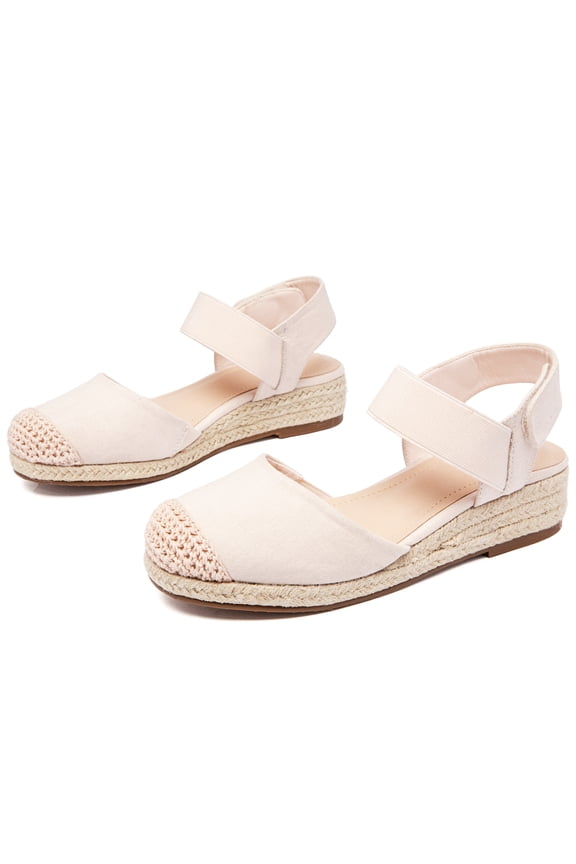Women's Platform Wedge Heel Espadrille Sandals - Hook-and-Loop Closure with Ankle Strap, Comfortable Insole, lightweight Rubber Sole, Close-Toe Casual Summer Sandals.