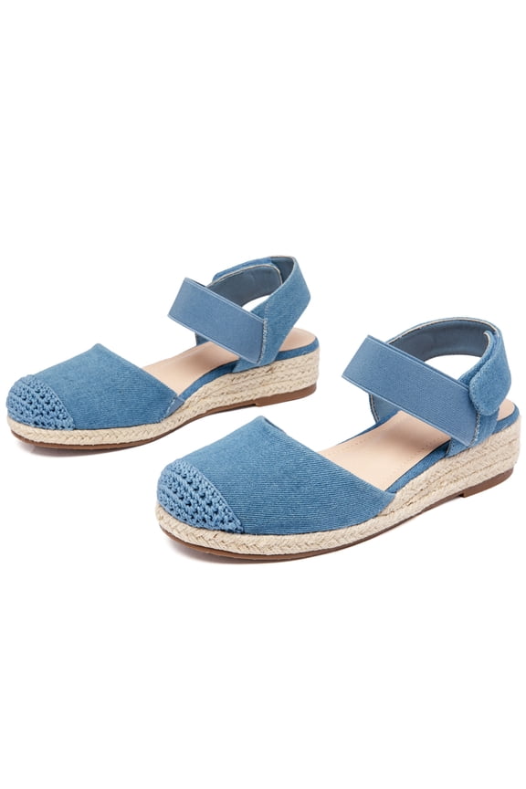 Women's Platform Wedge Heel Espadrille Sandals - Hook-and-Loop Closure with Ankle Strap, Comfortable Insole, lightweight Rubber Sole, Close-Toe Casual Summer Sandals.