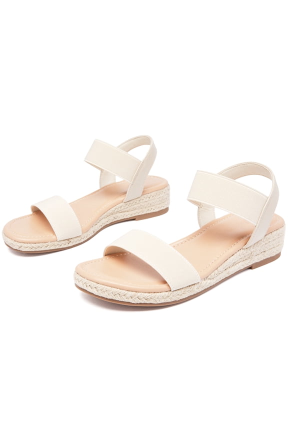 Women's Platform Wedge Heel Sandals - Open-Toe Adjustable Elastic Strappy, lightweight Rubber Sole, Comfortable Insole, Casual Summer Strappy Sandals.
