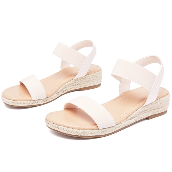Ataiwee Women's Platform Wedge Heel Sandals - Open-Toe Adjustable Elastic Strappy, lightweight Rubber Sole, Comfortable Insole, Casual Summer Strappy Sandals.