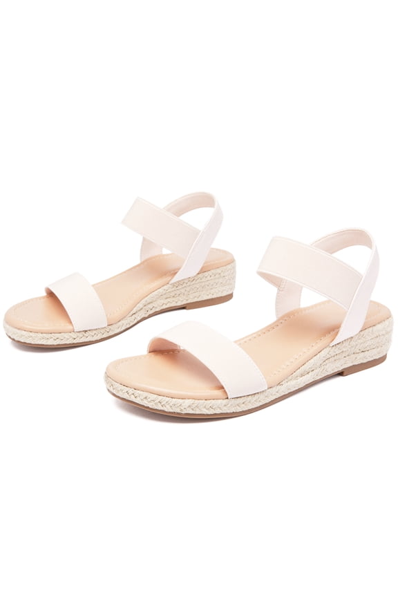 Women's Platform Wedge Heel Sandals - Open-Toe Adjustable Elastic Strappy, lightweight Rubber Sole, Comfortable Insole, Casual Summer Strappy Sandals.