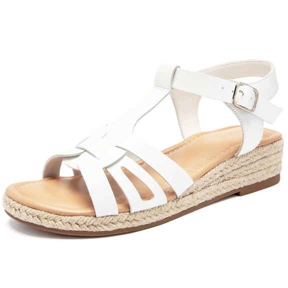 Ataiwee Women's Platform Wedge Heel Sandals - Open-Toe Ankle Strap with Adjustable Buckle Closure, lightweight Rubber Sole, Comfortable Insole, Casual Summer Strappy Sandals.