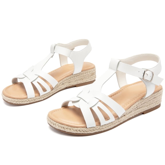 Ataiwee Women's Platform Wedge Heel Sandals - Open-Toe Ankle Strap with Adjustable Buckle Closure, lightweight Rubber Sole, Comfortable Insole, Casual Summer Strappy Sandals.
