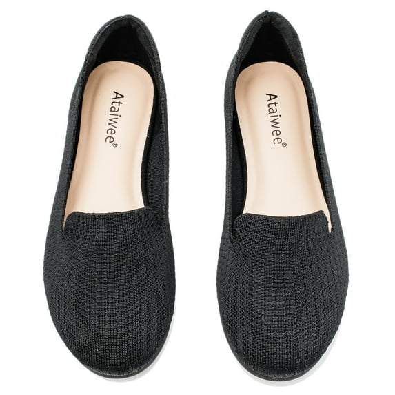 Ataiwee Women's Wide Width Flat Loafer Shoes,Comfort Plus Size Fashion Round Toe Wide Dress Ballet Flat Shoes.
