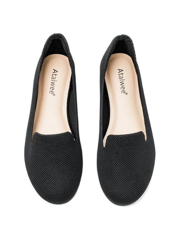 Women's Wide Width Flat Loafer Shoes,Comfort Plus Size Fashion Round Toe Wide Dress Ballet Flat Shoes.