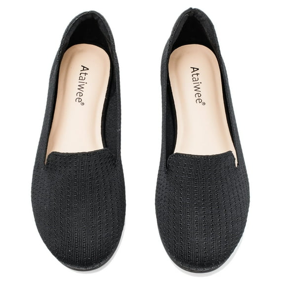 Ataiwee Women's Wide Width Flat Loafer Shoes,Comfort Plus Size Fashion Round Toe Wide Dress Ballet Flat Shoes.