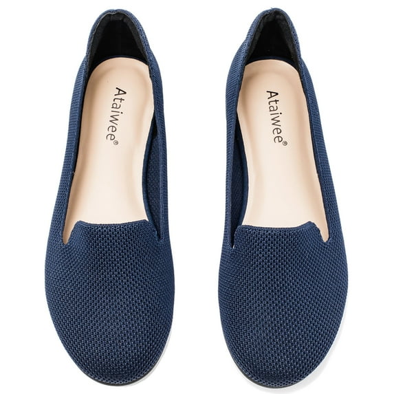 Ataiwee Women's Wide Width Flat Loafer Shoes,Comfort Plus Size Fashion Round Toe Wide Dress Ballet Flat Shoes.