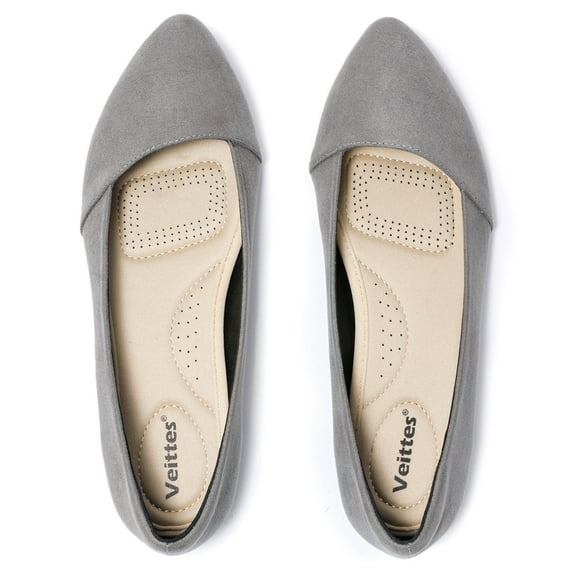 Ataiwee Women's Wide Width Flat Shoes, Casual Pointed Classy Soft Comfort Ballet Flats.(2109009,GR/MF,6.5 Wide)