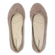 ATAIWEE Women's Wide Width Flat Shoes, Classic Soft Round Toe Cute Bow Design Ballet Flats.(2109004,TA/MF,9 Wide)