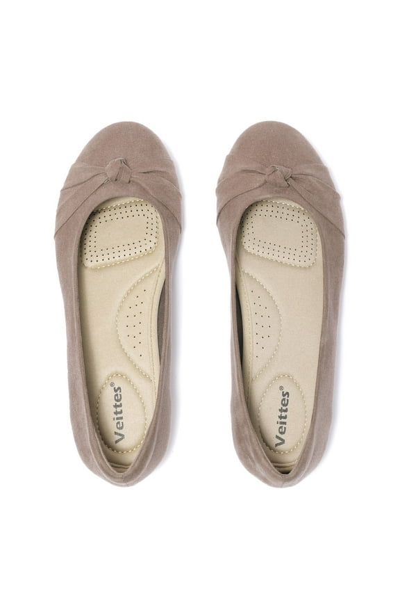 Women's Wide Width Flat Shoes, Classic Soft Round Toe Cute Bow Design Ballet Flats.(2109004,TA/MF,9 Wide)