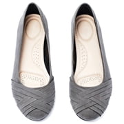 Ataiwee Women's Wide Width Flat Shoes, Classy Soft Round Toe Cross Line Design Ballet Flats.(2109002,GR/MF,8 Wide)