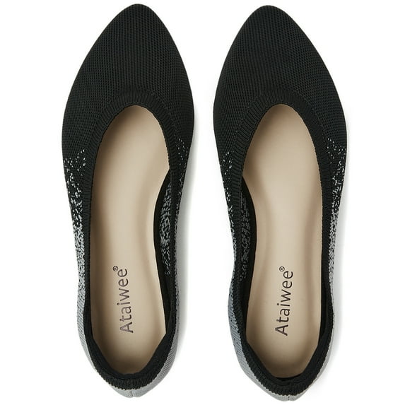 Ataiwee Women's Wide Width Flat Shoes, Plus Size Casual Pointy Toe Slip on Wide Ballet Shoes.