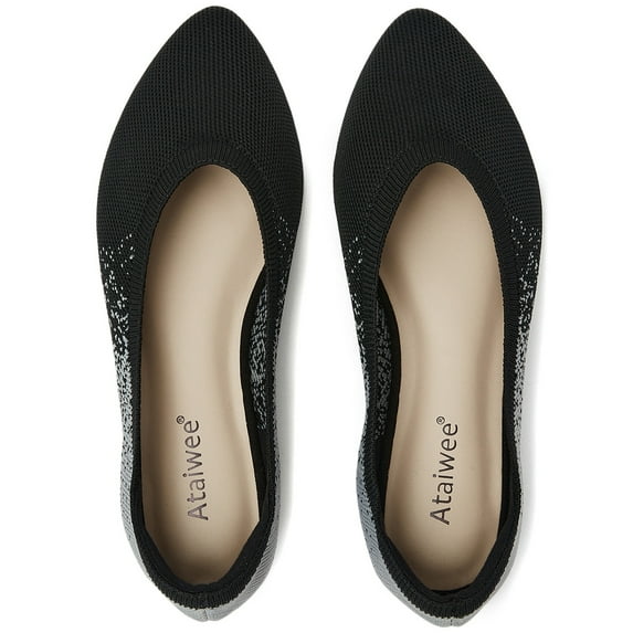 Women's Wide Width Flat Shoes, Plus Size Casual Pointy Toe Slip on Wide Ballet Shoes.