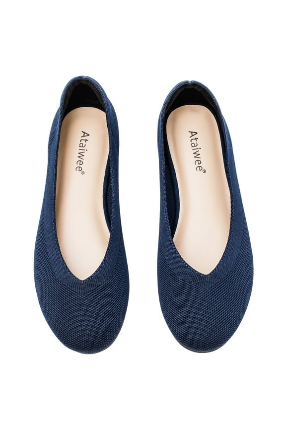 Women's Wide Width Flat Shoes,Plus Size Round Toe Slip on Wide Ballet Shoes.
