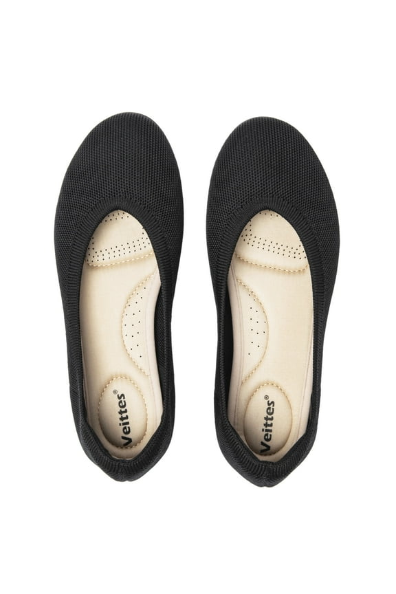 Women's Wide Width Flats Shoes - Classic Knitted Breathable Ladies Slip on Dress Ballet Shoes.