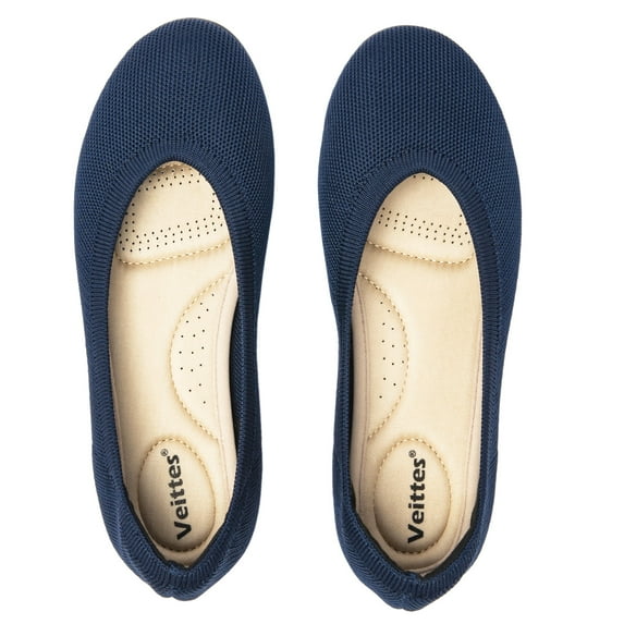 Ataiwee Women's Wide Width Flats Shoes - Classic Knitted Breathable Ladies Slip on Dress Ballet Shoes.
