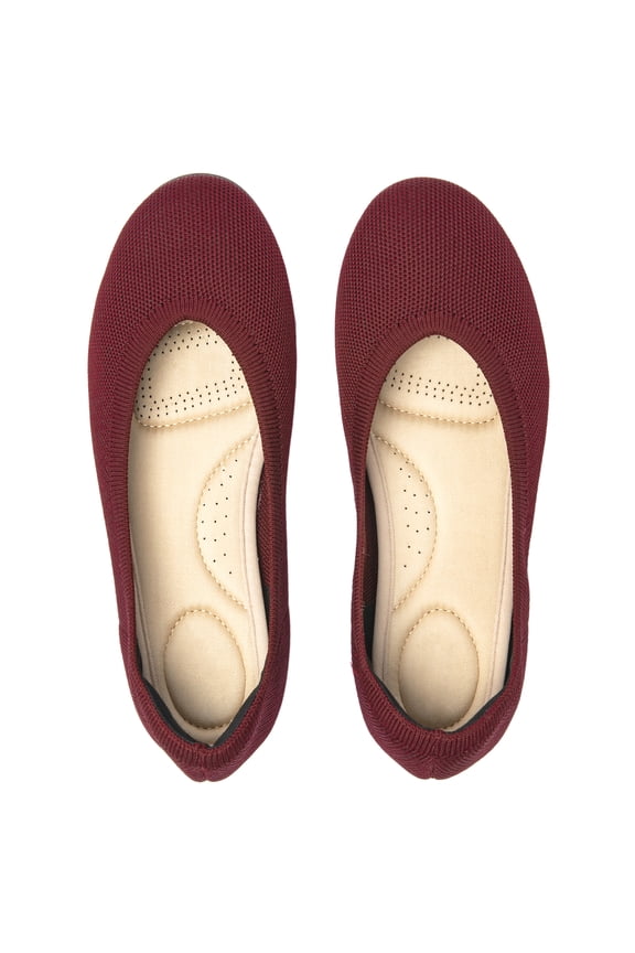 Women's Wide Width Flats Shoes - Classic Knitted Breathable Ladies Slip on Dress Ballet Shoes.