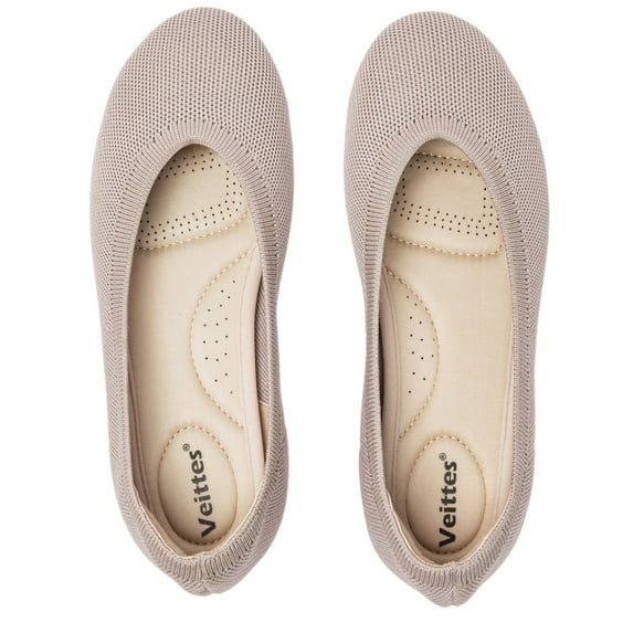 Ataiwee Women's Wide Width Flats Shoes - Classic Knitted Breathable Ladies Slip on Dress Ballet Shoes.