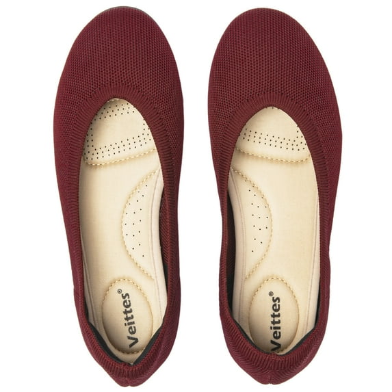 Ataiwee Women's Wide Width Flats Shoes - Classic Knitted Breathable Ladies Slip on Dress Ballet Shoes.