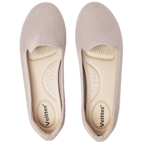 Ataiwee Women's Wide Width Flats Shoes, Soft Knitted Breathable Plus Size Ladies Slip on Office Ballet Shoes.