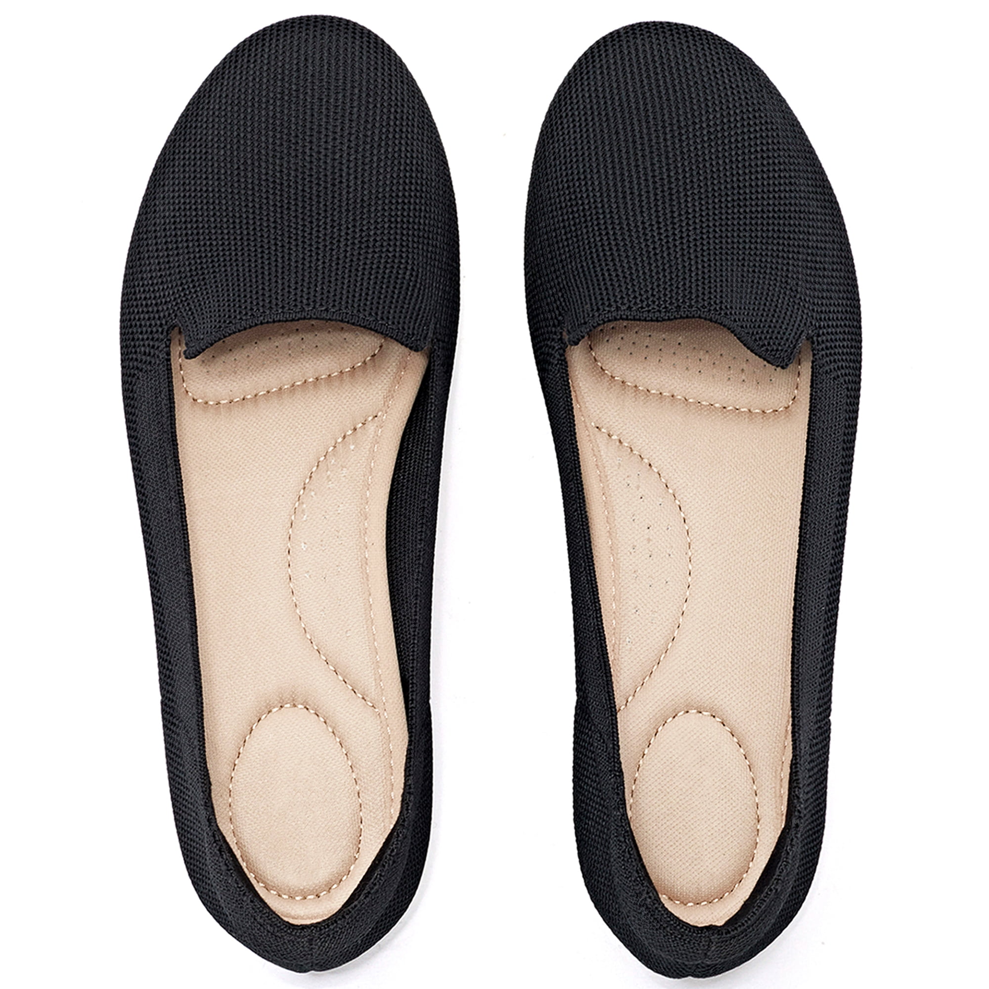 Ataiwee Women's Wide Width Flats Shoes, Soft Knitted Breathable Plus Size Ladies Slip on Office Ballet Shoes.