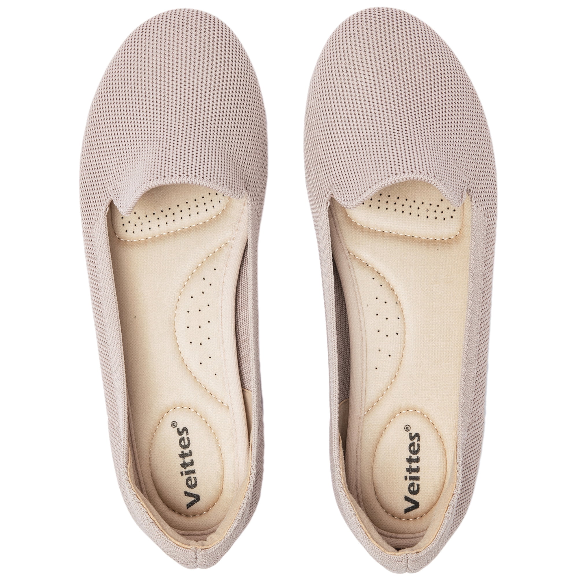 Women's Wide Width Flats Shoes, Soft Knitted Breathable Plus Size Ladies Slip on Office Ballet Shoes.