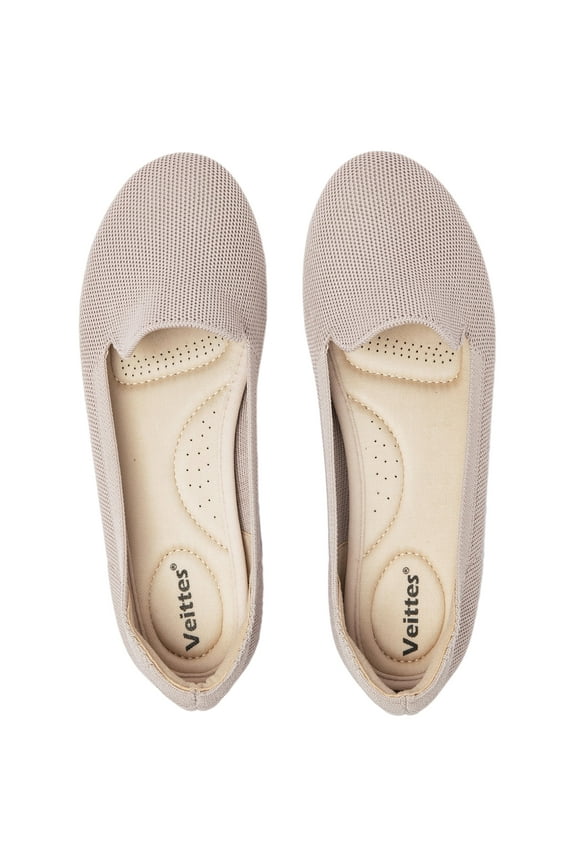 Women's Wide Width Flats Shoes, Soft Knitted Breathable Plus Size Ladies Slip on Office Ballet Shoes.