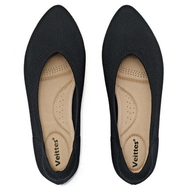 Ataiwee Women's Wide Width Flats Shoes - Casual Comfortable Breathable Soft Ladies Slip on Knitted Ballet Shoes.