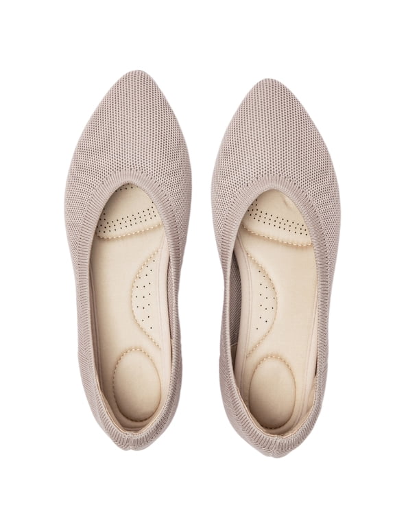 Women's Wide Width Flats Shoes - Casual Comfortable Breathable Soft Ladies Slip on Knitted Ballet Shoes.