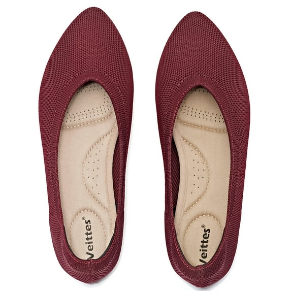 Ataiwee Women's Wide Width Flats Shoes - Casual Comfortable Breathable Soft Ladies Slip on Knitted Ballet Shoes.