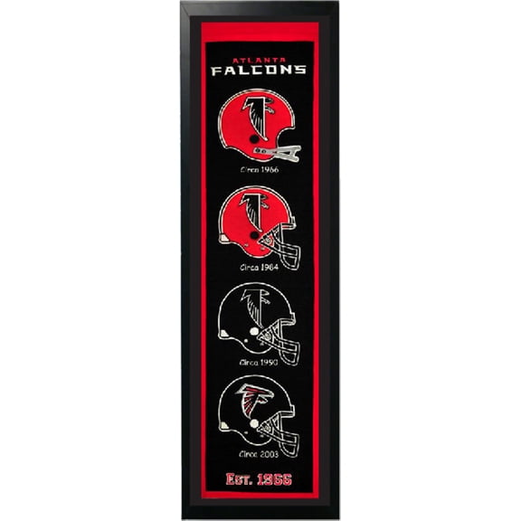 Atalanta Falcons Logo History Felt Banner - 14 x 37 Framed