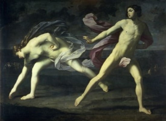 Atalanta and Hippomenes 17th C Guido Reni (1575-1642Bolognese) Canvas Art - Guido Reni (24 x 36)