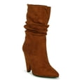 thumbnail image 1 of Atalina Pointy Toe Ruched Mid Calf Cone Heel Boot 20347, 1 of 6