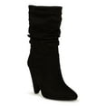 thumbnail image 1 of Atalina Pointy Toe Ruched Mid Calf Cone Heel Boot 20347, 1 of 6