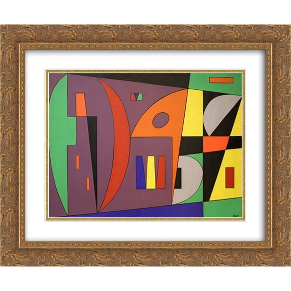 Atanasio Soldati 2x Matted 24x20 Gold Ornate Framed Art Print 'Dal di fuori'