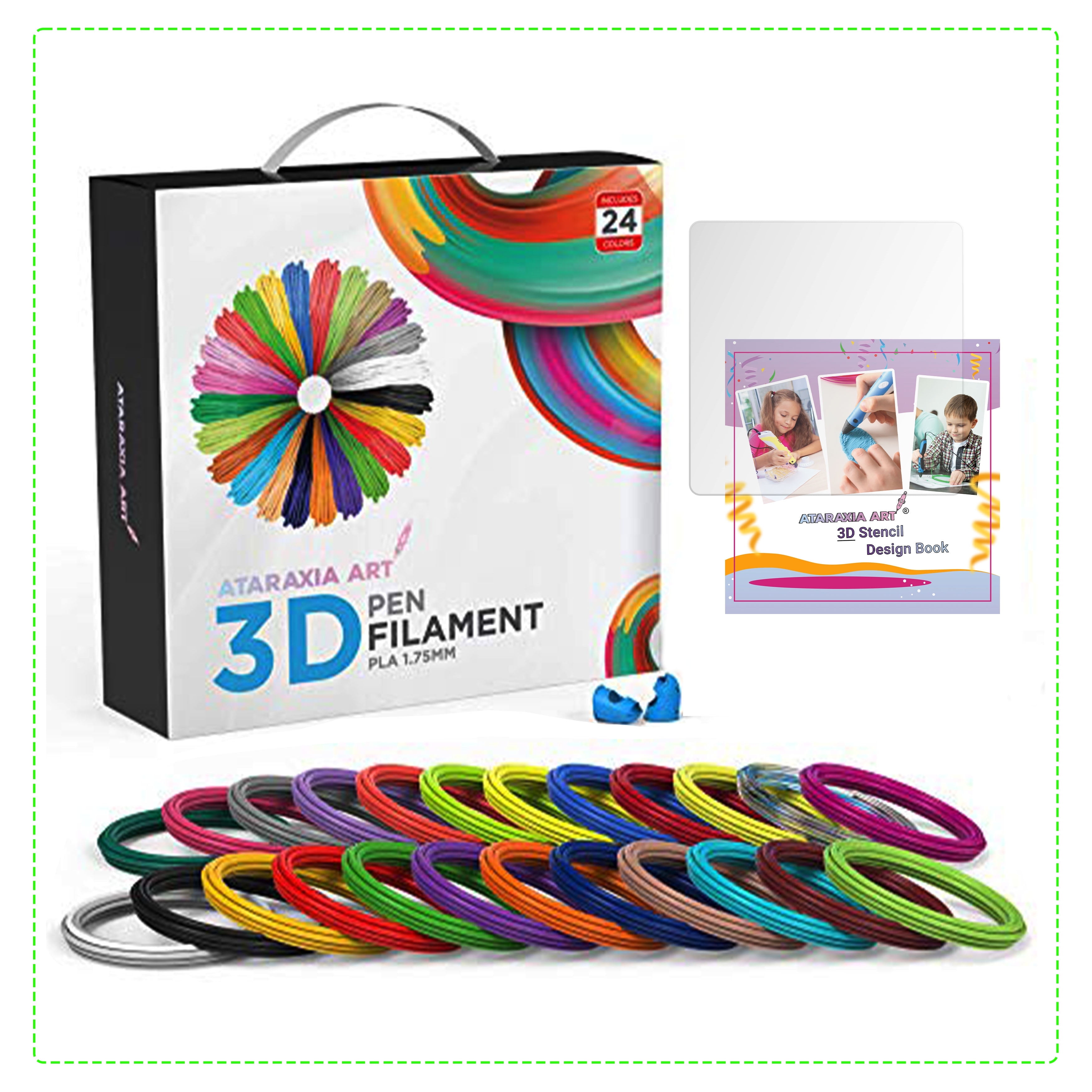 Ataraxia Art 24 colors 3D Pen Filament Refills 1.75mm,5 meter/394 ft ...