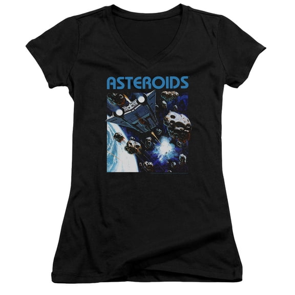 Atari - 2600 Asteroids - Juniors Cap Sleeve V-Neck Shirt - Small