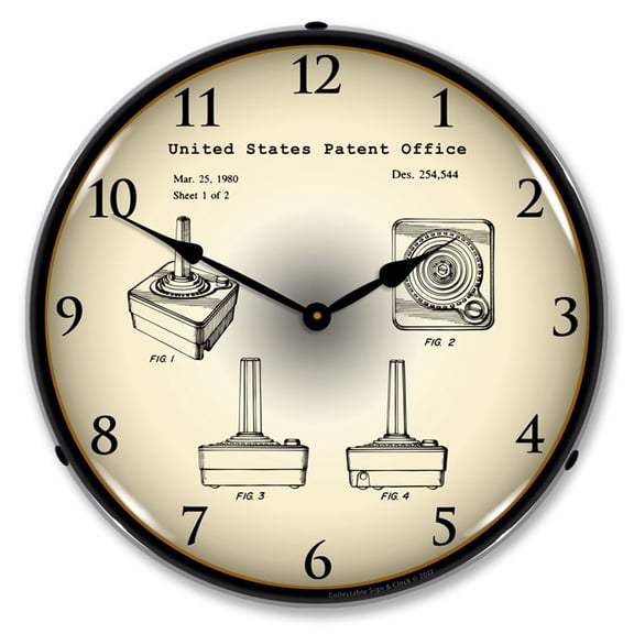 Atari 2600 Joystick Controller 1980 Patent  LED Lighted Premium Wall Clock